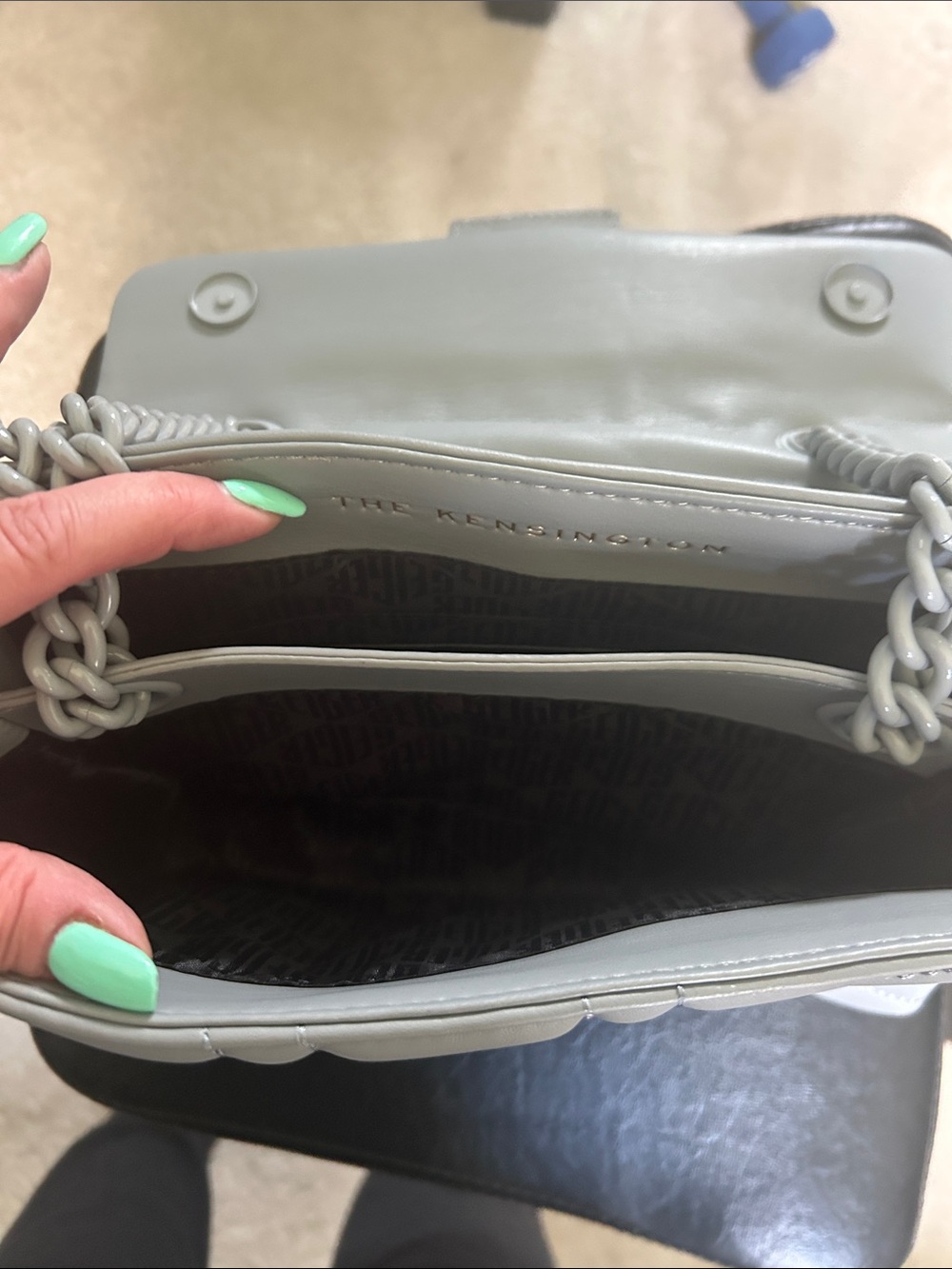 Kurt Geiger soft gray chain shoulder bag - Picture 3 of 4